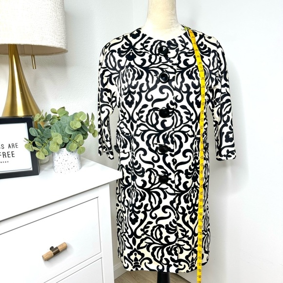 NWOT Milly of New York Black/Off of White Cream 
Embroidered Coat Topper Size 4 - Picture 5 of 16